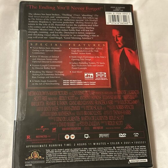 Hannibal (DVD, 2001,2-Disc Set,Special Edition),NEW & SEALED WIDESCREEN - Picture 5 of 7